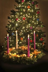 advent wreath and christmas tree