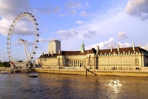 County Hall with the London Eye and River Thames