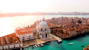 The Santa Maria della Salute welcomes visitors from the water. 